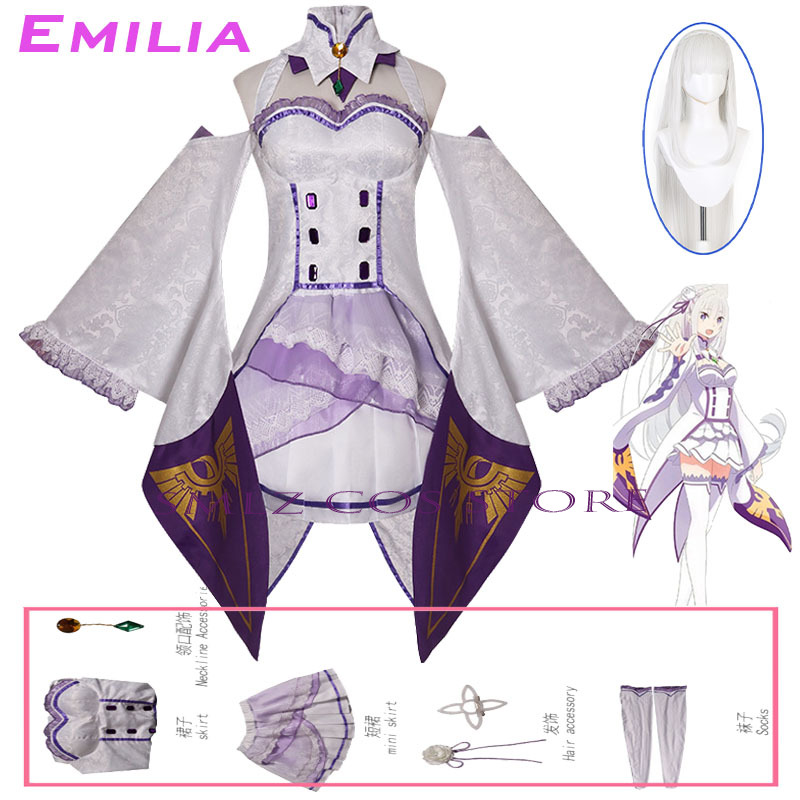 Anime Cosplay Wigs - Fantasia de Cosplay Emilia do Anime