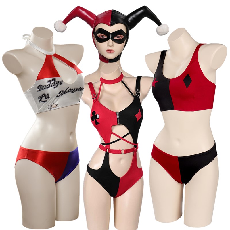 Anime Harley Quinn Cosplay - Quinzel-Fantasia de Lingerie Sexy Feminina, Colete
