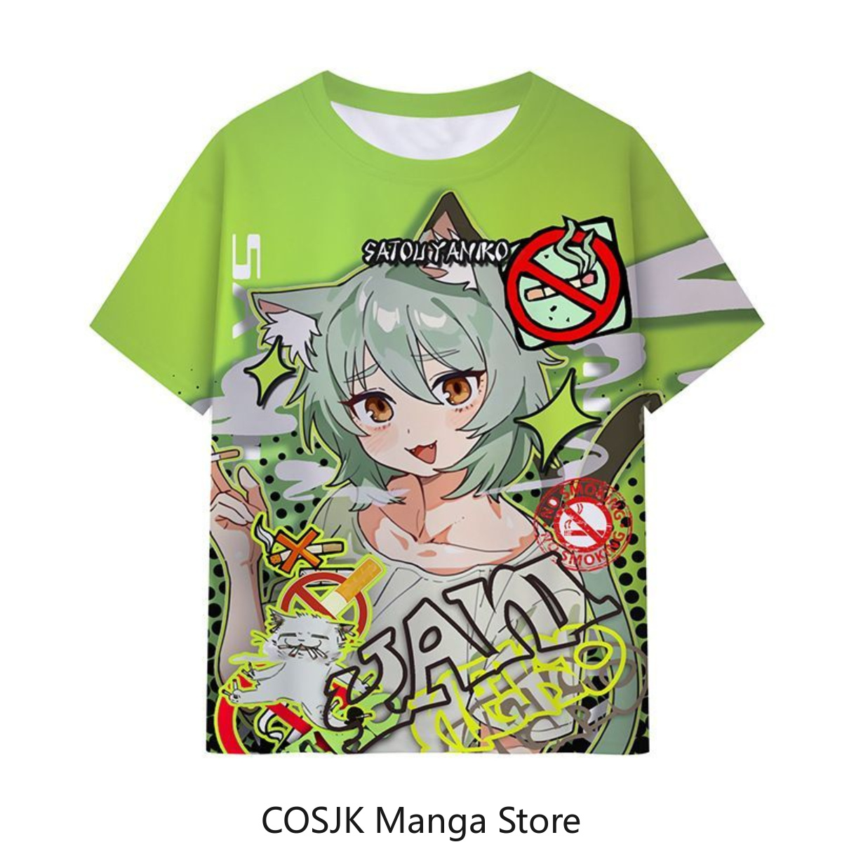 Anime Cosplay Cat - Camiseta Anime Chainsmoker Cat Yani Neko