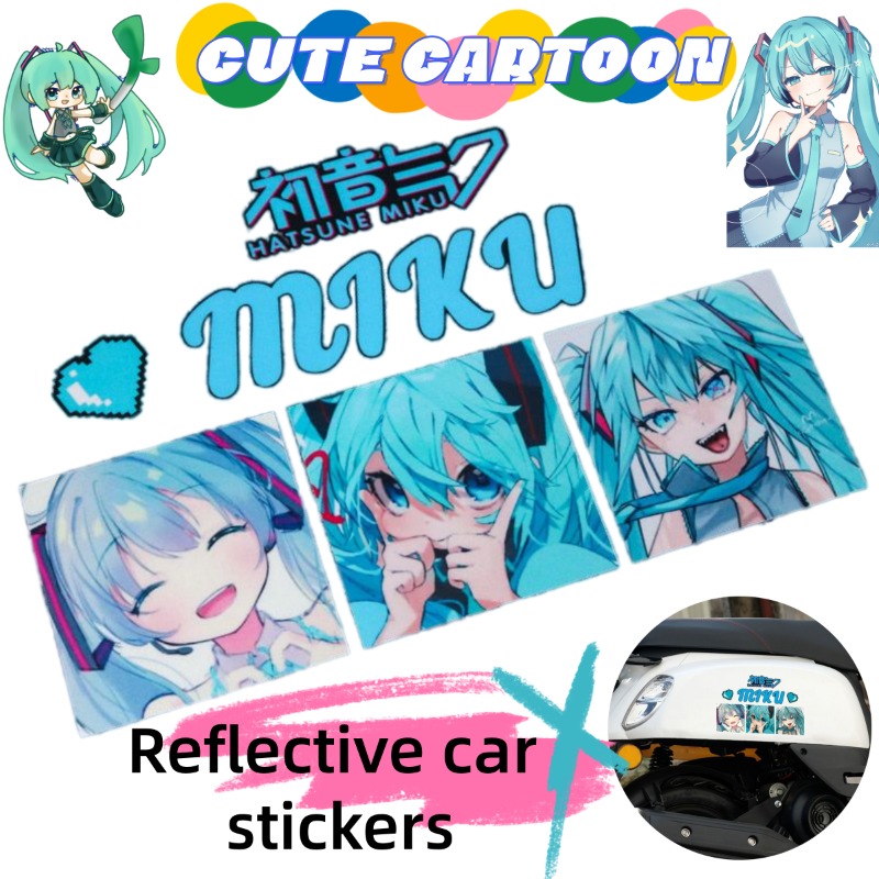 Anime Cosplay Miku - Novos Adesivos Refletivos Criativos Hatsune Miku