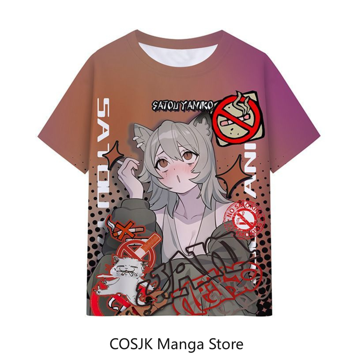 Camiseta Anime Chainsmoker Cat - Anime Cosplay Cat avaliação e preço